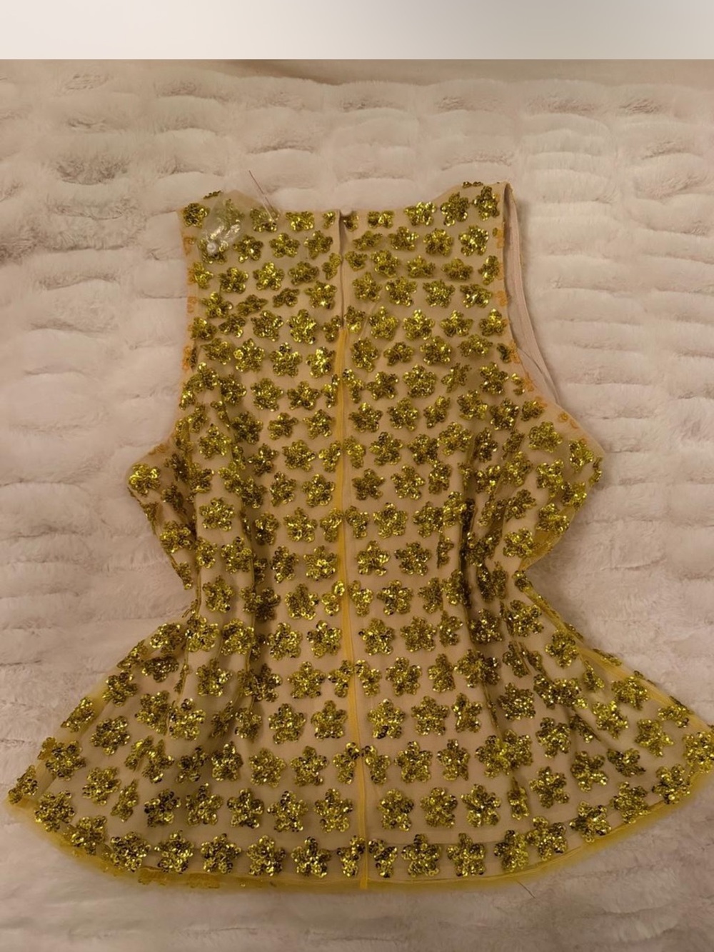 NWT J.Crew Embellished STARS Sequin Peplum Top - Gold on Cream - Picture 4 of 10